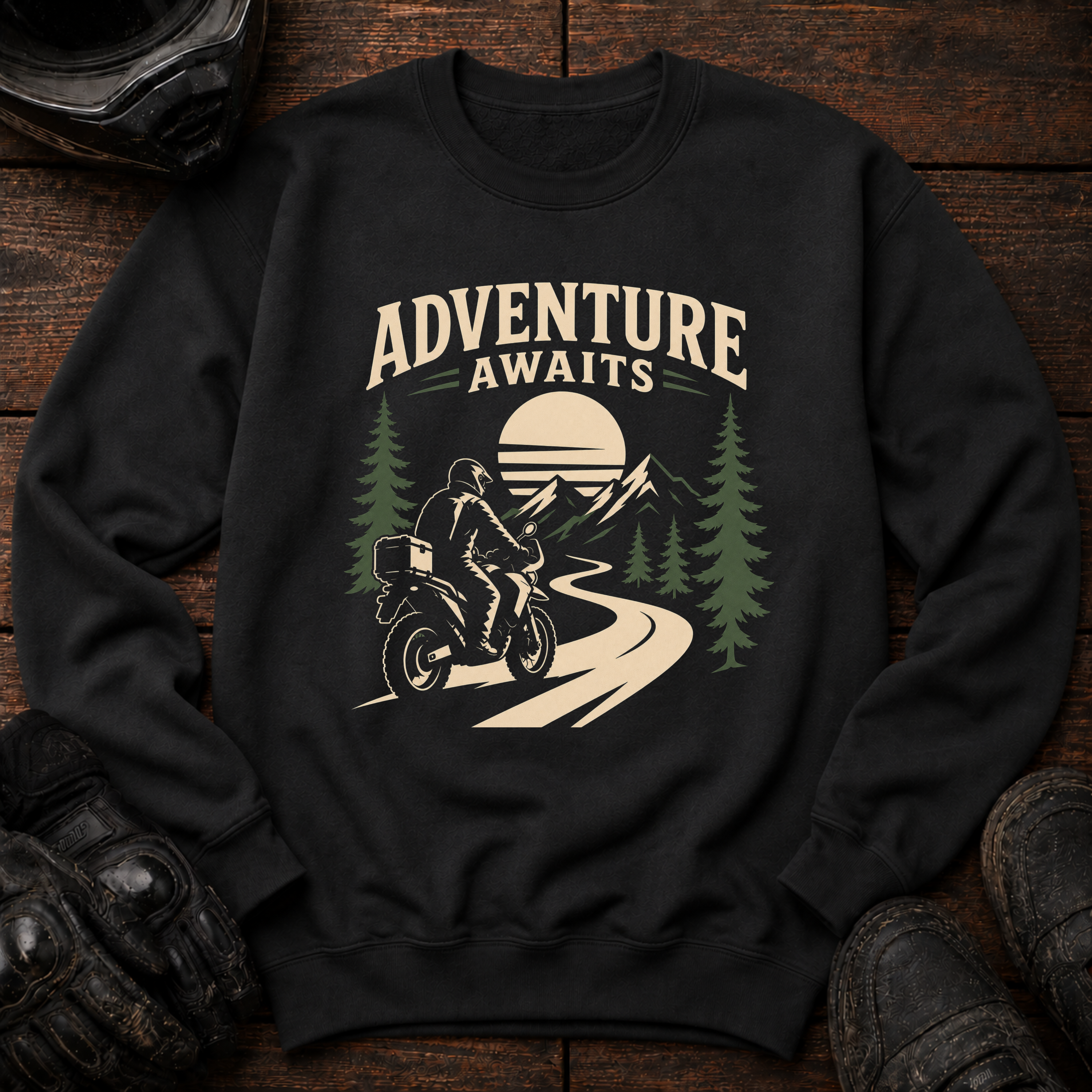 Adventure Awaits Forest Crewneck