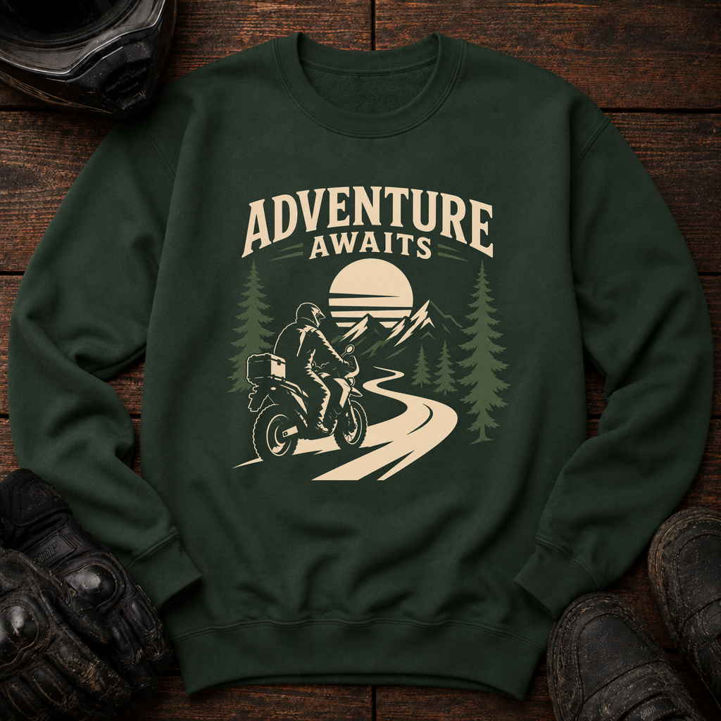Adventure Awaits Forest Crewneck
