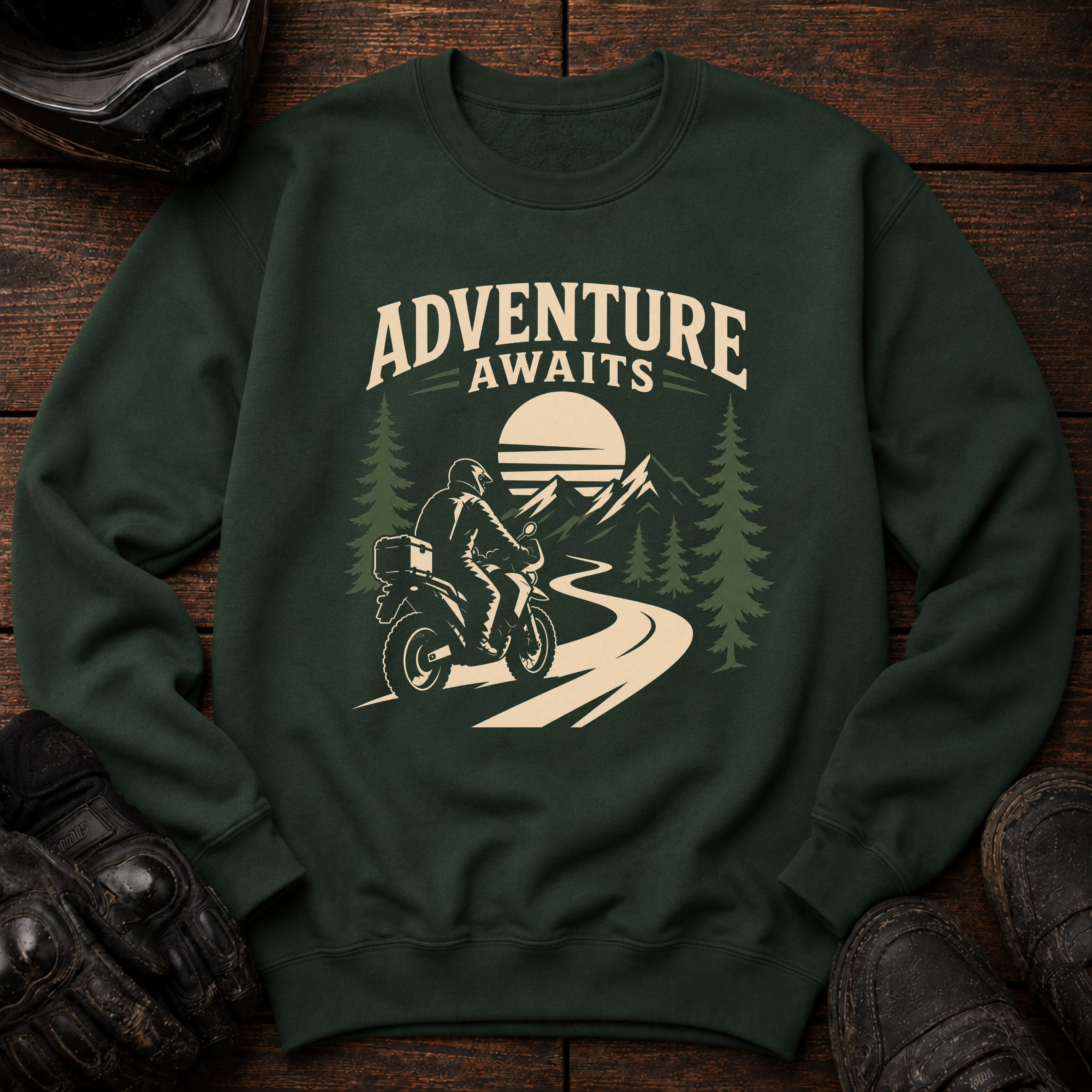 Adventure Awaits Forest Crewneck