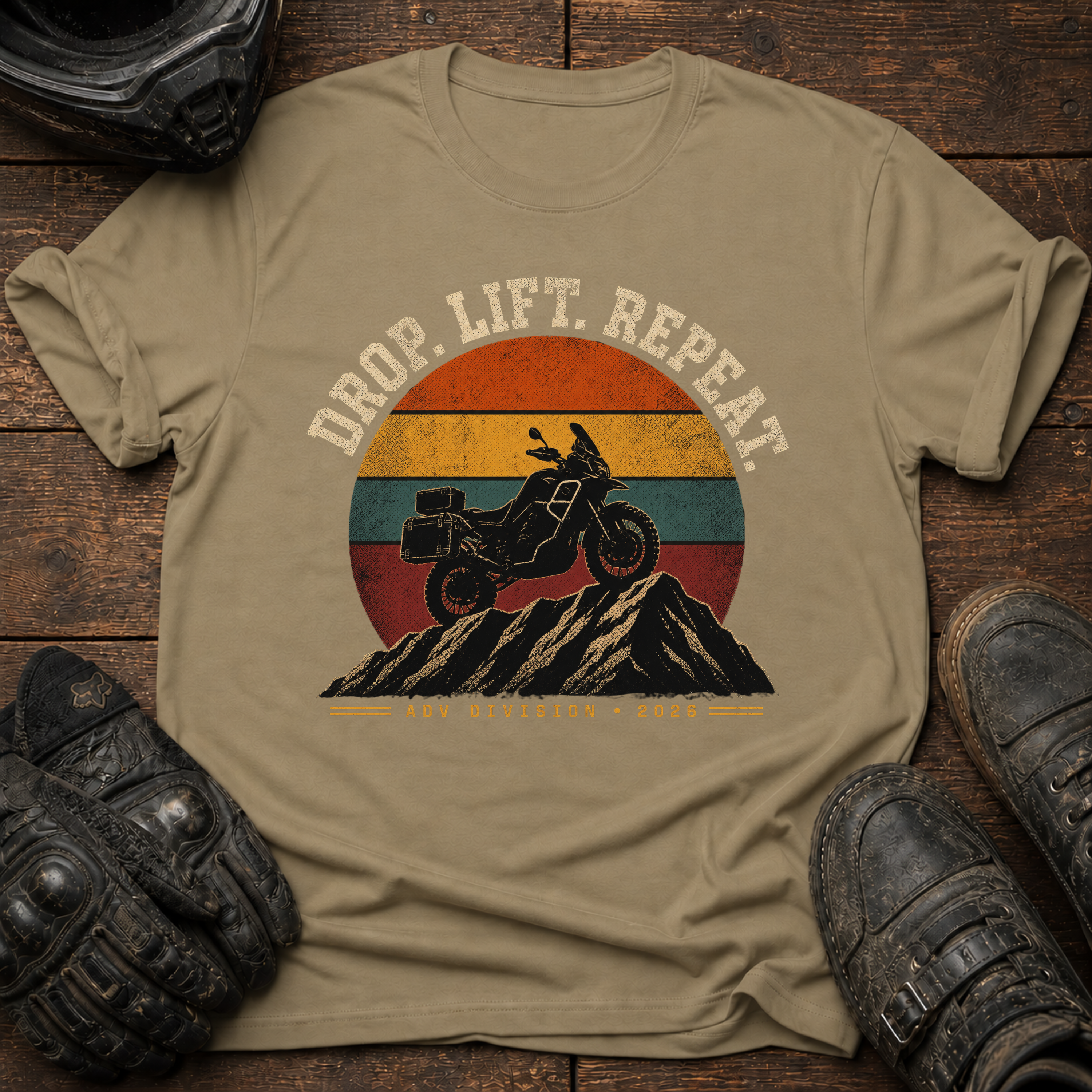 Drop. Lift. Repeat. Retro Sunset T-Shirt