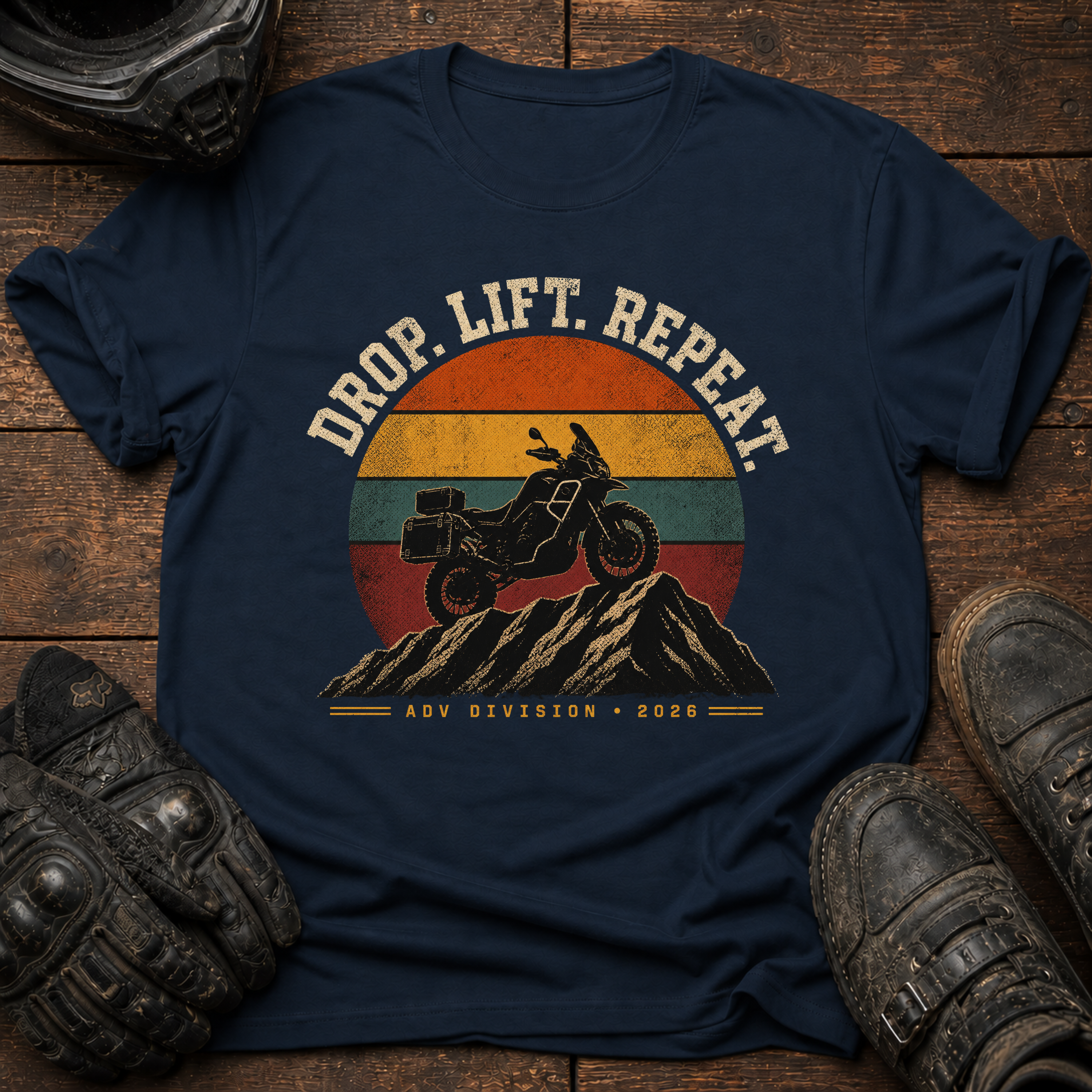 Drop. Lift. Repeat. Retro Sunset T-Shirt